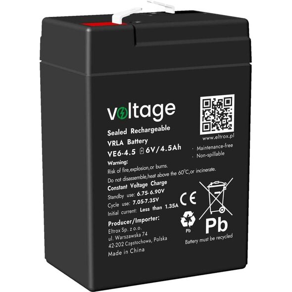 voltage Akumulator AGM Voltage 6V 4.5Ah VE6-4.5