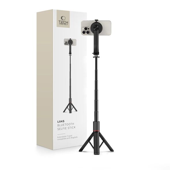 Tech-Protect L04S Bluetooth selfie stick with tripod up to 95cm and 360 head - black 9319456605471