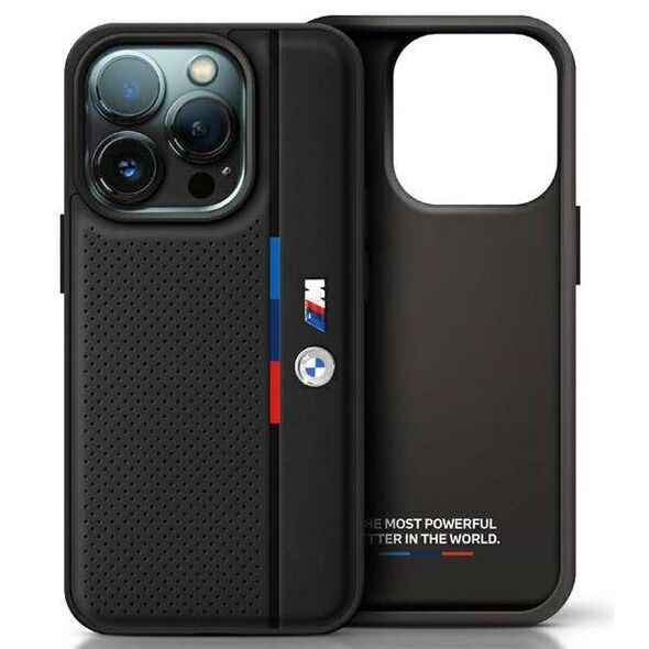 Original Case BMW M Perforated Tricolor Detail Line BMHCP16L23PUPVK for Iphone 16 Pro Black 3666339324063