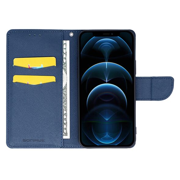 Θήκη Πορτοφόλι Sonique Trend Wallet Samsung Galaxy A22 5G Σιέλ / Σκούρο Μπλε 5201101797669