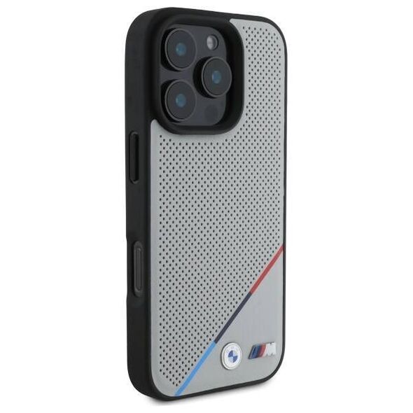 Original Case IPHONE 16 PRO MAX BMW Hardcase M Perforated Tricolor Line MagSafe (BMHMP16X23PUPDG) gray 3666339323912