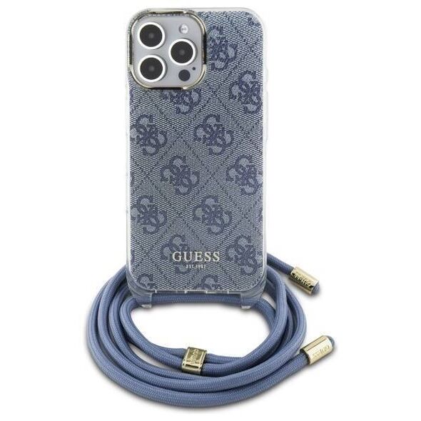 Original Case IPHONE 16 PRO Guess Hardcase Crossbody Cord 4G Print (GUHCP16LHC4SEB) blue 3666339344351