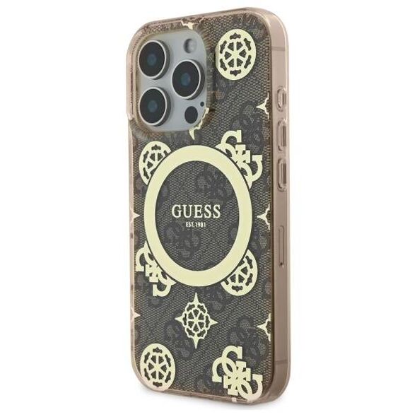 Original Case IPHONE 16 PRO MAX Guess Hardcase IML Peony On 4G Background MagSafe (GUHMP16XH4PYEEW) brown 3666339300081