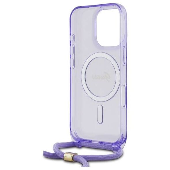 Original Case IPHONE 16 PRO MAX Guess Hardcase Crossbody Cord Script MagSafe (GUHMP16XHCTSGNSU) purple 3666339345877