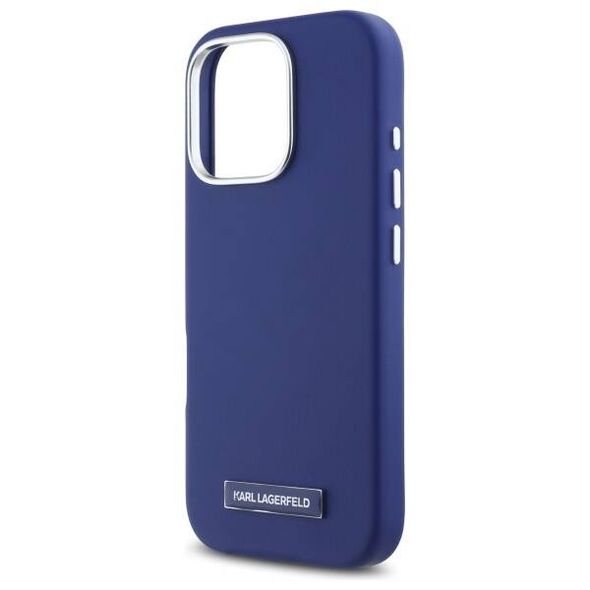 Original Case IPHONE 16 PRO Karl Lagerfeld Hardcase FW Metal Plate MagSafe (KLHMP16LPGMSRPB) blue 3666339318987