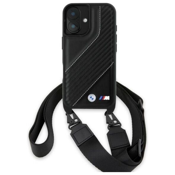 Original Case IPHONE 16 PLUS BMW Hardcase M Edition Carbon Stripe & Strap (BMHCP16M23PSCCK) black 3666339324292