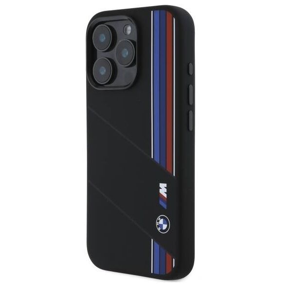 Original Case IPHONE 16 PRO MAX BMW Hardcase Silicone Cut Tricolor Lines MagSafe (BMHMP16X23SCUK) black 3666339325152