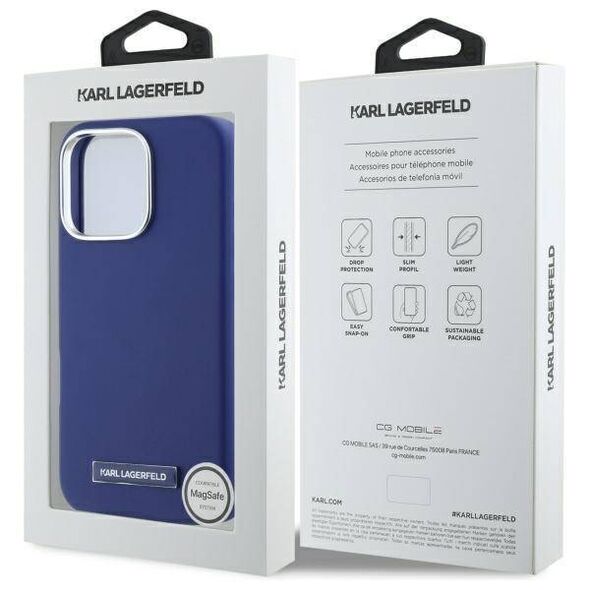 Original Case IPHONE 16 PRO MAX Karl Lagerfeld Hardcase FW Metal Plate MagSafe (KLHMP16XPGMSRPB) blue 3666339318994