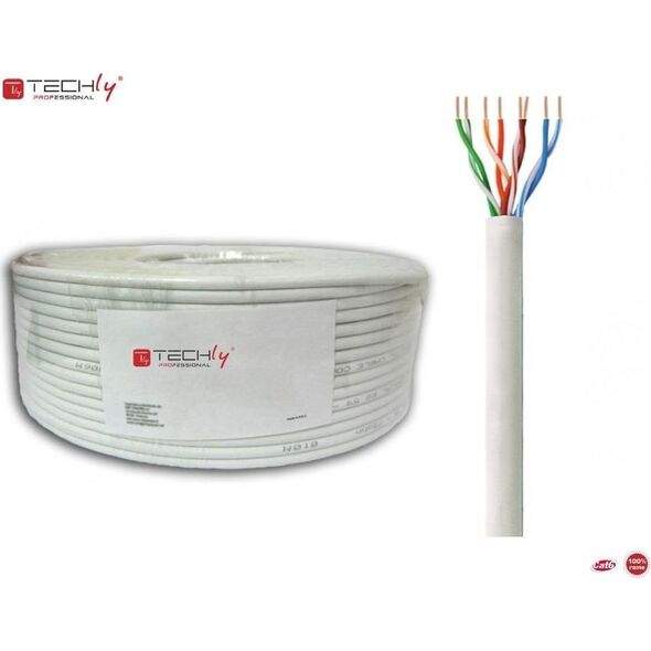 Techly TechlyPro Kabel instalacyjny skrętka U/UTP Cat6 4x2 linka 100% miedź 100m szary