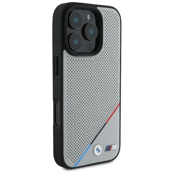 BMW BMHMP16L23PUPDG Apple iPhone 16 Pro hardcase M Perforated Tricolor Line MagSafe grey