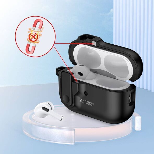 Case APPLE AIRPODS PRO 1 / 2 Tech-Protect Slim Hook black 5906302376261