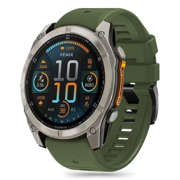 Strap for GARMIN FENIX 5 / 6 / 6 PRO / 7 / 8 / E (47MM) Tech-Protect Silicone Military green 5906302377114