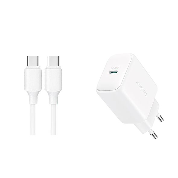 Joyroom JR-TCF20 USB-C PD 20W network charger - white + USB-C / USB-C cable 1m 6956116723118