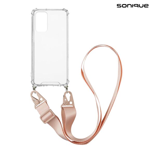 Θήκη Σιλικόνης με Strap Sonique Armor Clear Xiaomi Mi 10T / Mi 10T Pro Ροζ 5201101894047