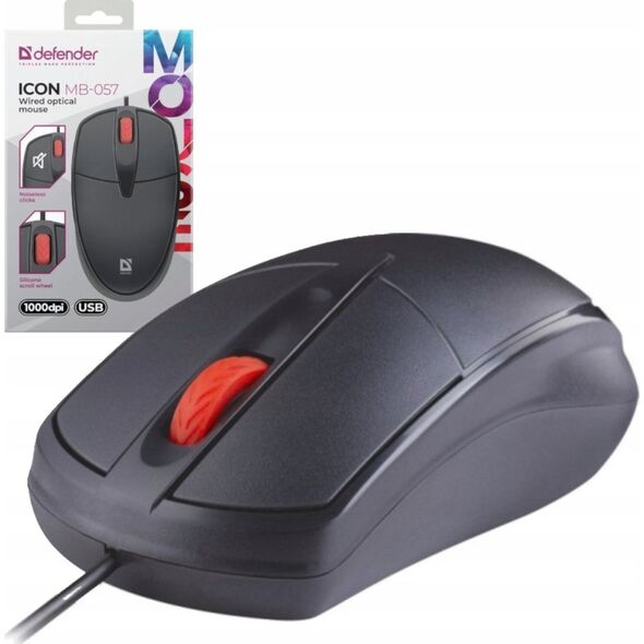 Mysz Defender Mysz przewodowa Defender ICON MB-057 1000dpi bezklikowa silent