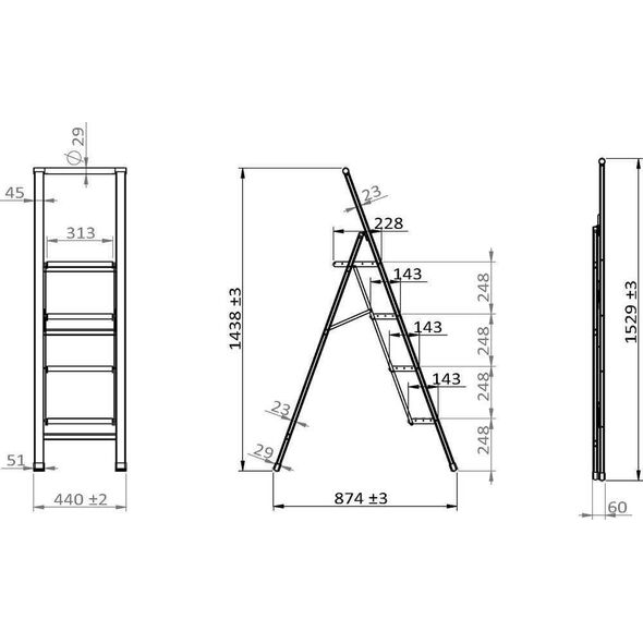 Wenko Aluminiowa drabina, 4-stopniowa, WENKO