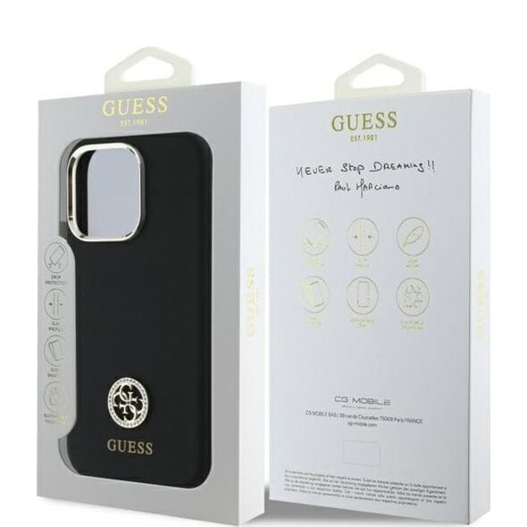 Guess Case for iPhone 16 Pro Max - Guess Silicone Logo Rhinestone 4G (GUHCP16XM4DGPK) - Black 3666339328795 έως 12 άτοκες Δόσεις