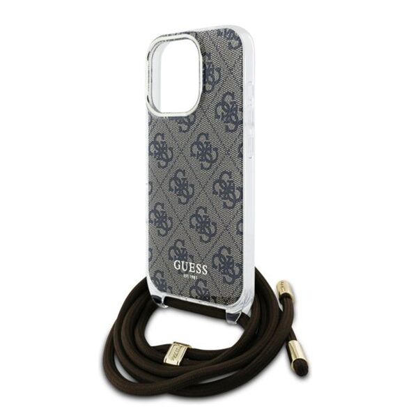 Guess Case for iPhone 16 Pro - Guess Crossbody Cord 4G Print (GUHCP16LHC4SEW) - Brown 3666339345181 έως 12 άτοκες Δόσεις