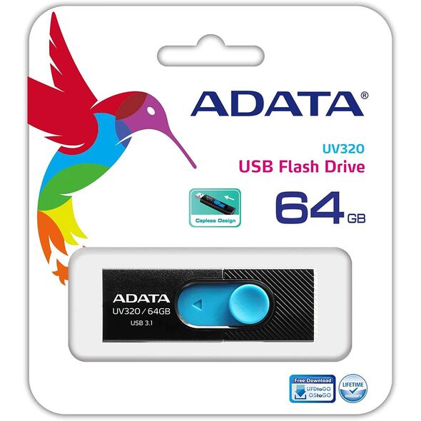 Adata Memory Stick 64GB - Adata (AUV320-64G-RBKBL) - Black / Blue 4713218462824 έως 12 άτοκες Δόσεις