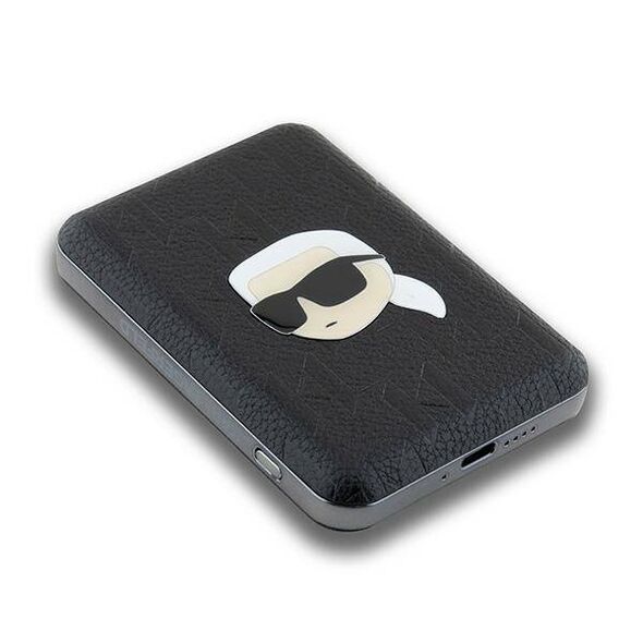 Karl Lagerfeld Induction Powerbank KLPB5FPGKSKIHK 16W 5000mAh black/black Karl Head Pin MagSafe 3666339283933