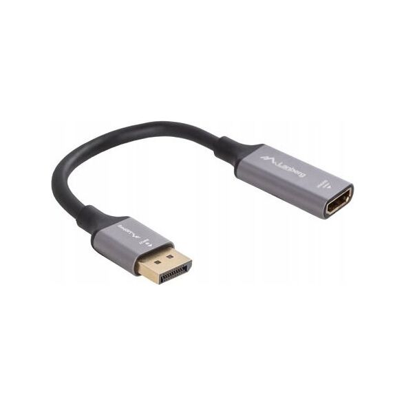 Lanberg Kabel adapter Lanberg Displayport (M) -> HDMI (F) 4K na kablu 20cm srebrny