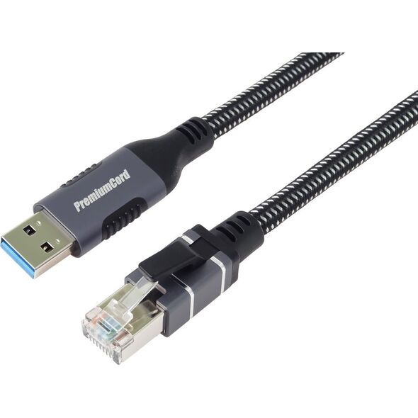 Kabel USB PremiumCord PremiumCord Ethernetový kabel USB3.2 na LAN RJ45 10/100/1000, 2m