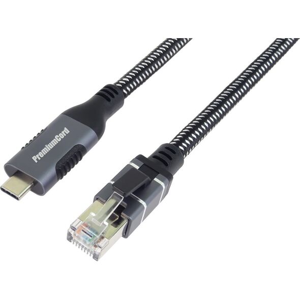 PremiumCord PremiumCord Ethernetový kabel USB-C na LAN RJ45 10/100/1000, 1m