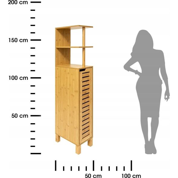 5five Wąska szafka bambusowa do łazienki SICELA, 30 x 19 x 120 cm