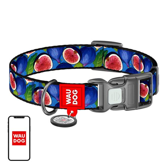 Waudog Nylon dog collar with QR code Waudog "Fig" size L [product_code]  282-4053 έως και 12 άτοκες δόσεις 4823089375809