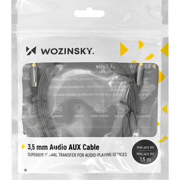 Kabel Wozinsky WOZINSKY UNIWERSALNY KABEL MINI JACK 2X KABEL AUX 1,5 M CZARNY 13240740 5907769307454