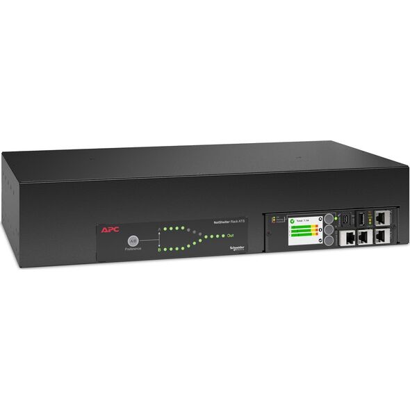 APC APC NetShelter - Automatisches Netzumschaltgerat (Rack - einbaufahig) - AC 207-253 V - 7400 VA - 1-phasig - USB, Ethernet 10/100/1000 - Ausgangsanschlusse: 18 - 2U - 2.44 m Schnur - Schwarz