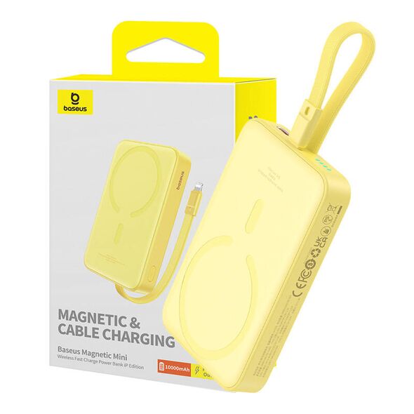 Baseus MagSafe External Battery Pack, USB-C, 10000mAh, 20W - Baseus Magnetic Mini (P10022109Y23-00) - Yellow 6932172642723 έως 12 άτοκες Δόσεις