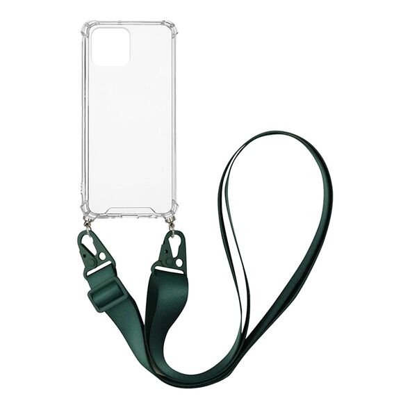 Θήκη Σιλικόνης με Strap Sonique Armor Clear Apple iPhone 12 / iPhone 12 Pro Πράσινο Σκούρο 5201101817992