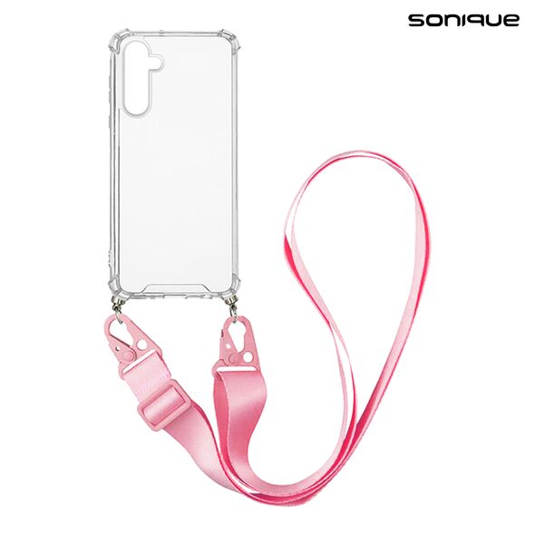 Θήκη Σιλικόνης με Strap Sonique Armor Clear Samsung Galaxy A35 5G Ροζ 5201101992293