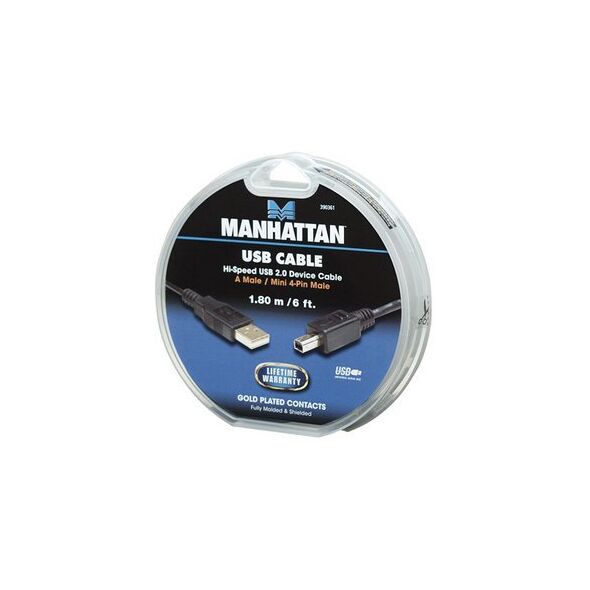 Manhattan Manhattan καλώδιο USB A σε Mini-USB 4pin M/M 1.8m 390361 έως 12 άτοκες Δόσεις