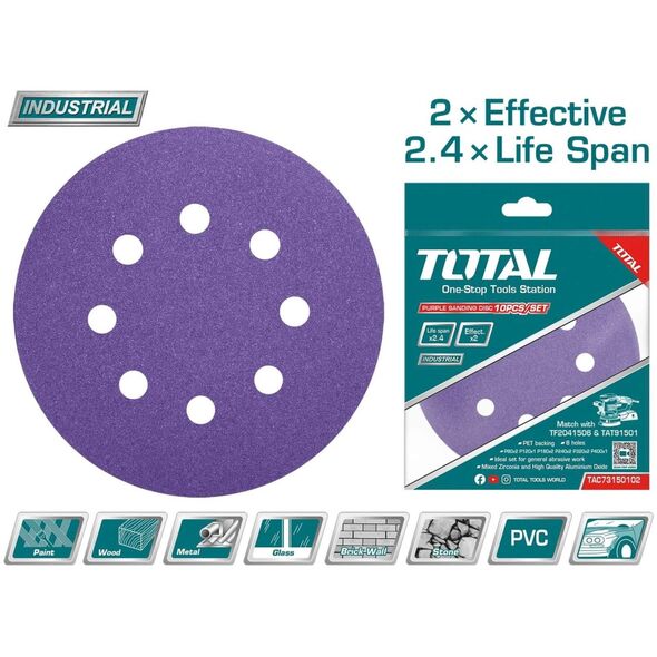 TOTAL ΣΕΤ ΓΥΑΛΟΧΑΡΤΑ 150mm 10τεμ ΓΙΑ TAT91501 / TF2041506 (TAC73150102) ως 12 Άτοκες Δόσεις