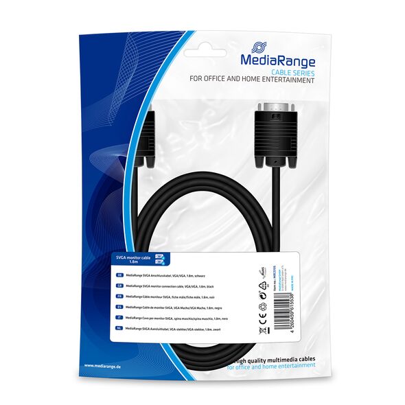 Καλώδιο MediaRange SVGA monitor connection cable, VGA/VGA, 1.8m., Black (MRCS105) έως 12 άτοκες Δόσεις