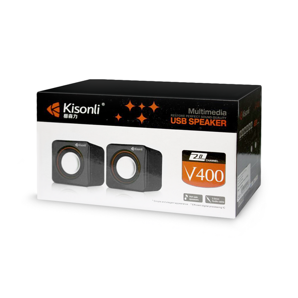 [product / manufacturer] Ηχεία Kisonli V400 2x3W USB, Μαύρο - 22043 έως 12 άτοκες Δόσεις