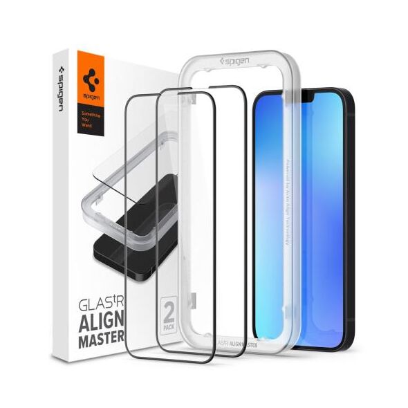 Tempered Glass Full Face Spigen Glas.tR Align Master Apple iPhone 13/ 13 Pro/ 14 Μαύρο (2 τεμ.) 8809811851243 έως και 12 άτοκες δόσεις