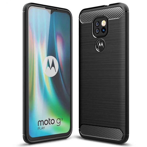 Techsuit Husa pentru Motorola Moto E7 Plus / Moto G9 Play - Techsuit Carbon Silicone - Black 5949419060548 έως 12 άτοκες Δόσεις