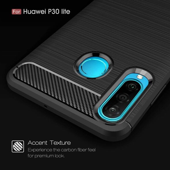 Techsuit Husa pentru Huawei P30 Lite / P30 lite New Edition - Techsuit Carbon Silicone - Black 5949419061873 έως 12 άτοκες Δόσεις