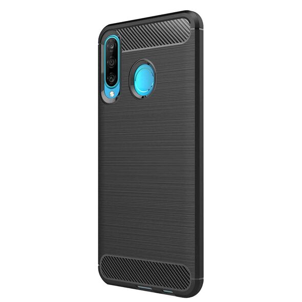 Techsuit Husa pentru Huawei P30 Lite / P30 lite New Edition - Techsuit Carbon Silicone - Black 5949419061873 έως 12 άτοκες Δόσεις