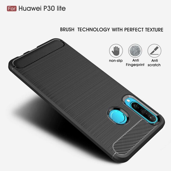 Techsuit Husa pentru Huawei P30 Lite / P30 lite New Edition - Techsuit Carbon Silicone - Black 5949419061873 έως 12 άτοκες Δόσεις