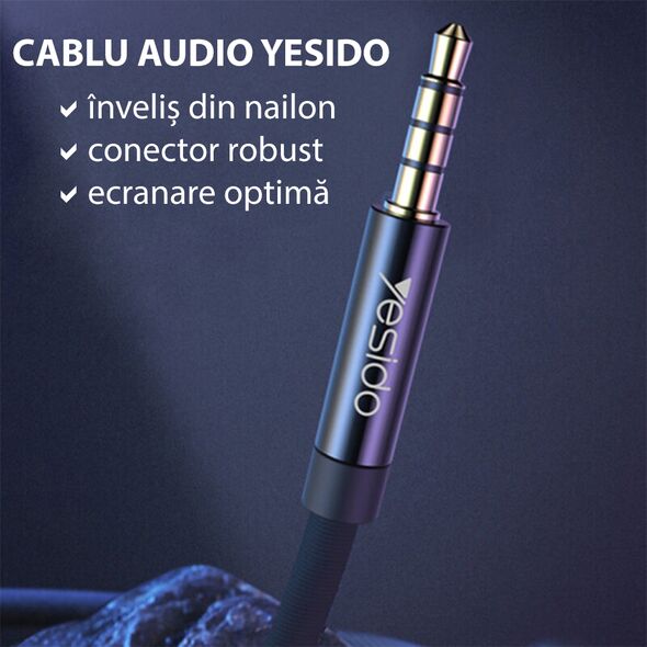 Yesido Cablu Audio Jack la Jack 2m - Yesido (YAU-15) - Black 6971050263292 έως 12 άτοκες Δόσεις