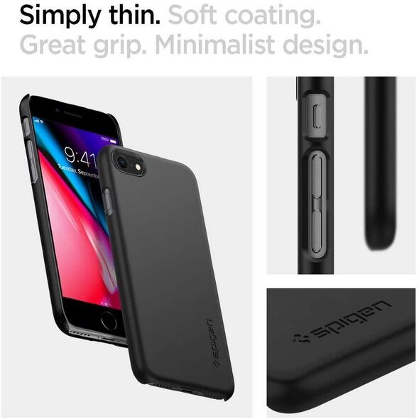 Spigen Husa pentru iPhone 7 / 8 / SE 2 / SE 2020 / SE 2022 - Spigen Thin Fit - Black 8809466645433 έως 12 άτοκες Δόσεις