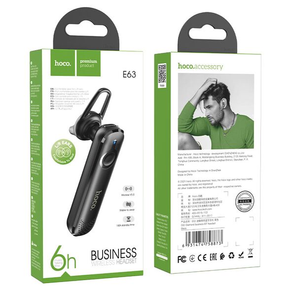 Hoco Casca Bluetooth cu Microfon - Hoco Diamond (E63) - Black 6931474758873 έως 12 άτοκες Δόσεις