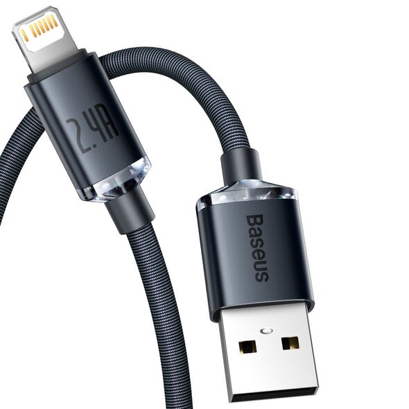 Baseus Cablu de Date USB la Lightning 2.4A, 1.2m - Baseus Crystal Shine (CAJY000001) - Black 6932172602680 έως 12 άτοκες Δόσεις