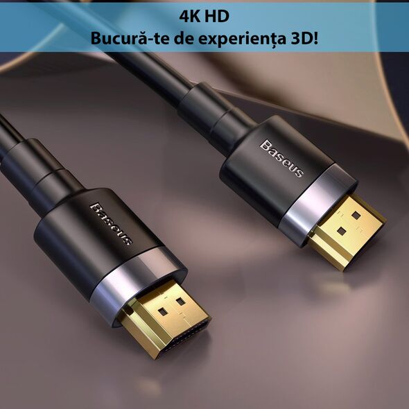 Baseus Cablu de Date HDMI 2.0 la HDMI 4K, 60Hz, 3D, 18Gbps, 3m - Baseus Cafule (CADKLF-G01) - Black 6953156218208 έως 12 άτοκες Δόσεις