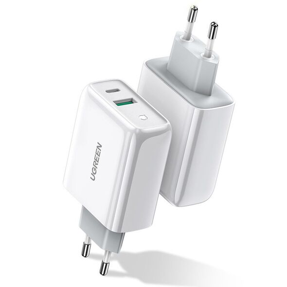 Ugreen Incarcator Priza USB-A, QC 3.0, Type-C, PD36W - Ugreen (60468) - White 6957303864683 έως 12 άτοκες Δόσεις