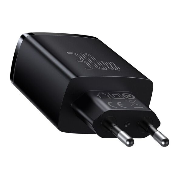 Baseus Incarcator Priza USB-C PD30W, 2xUSB-A QC3A - Baseus Compact (CCXJ-E01) - Black 6953156207295 έως 12 άτοκες Δόσεις